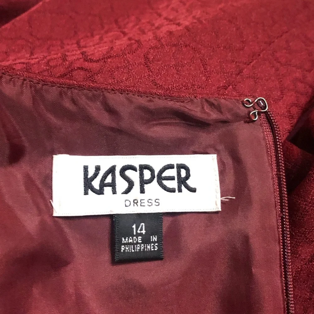 Vintage KASPER Elegant Burgundy Dress - Picture 11 of 13